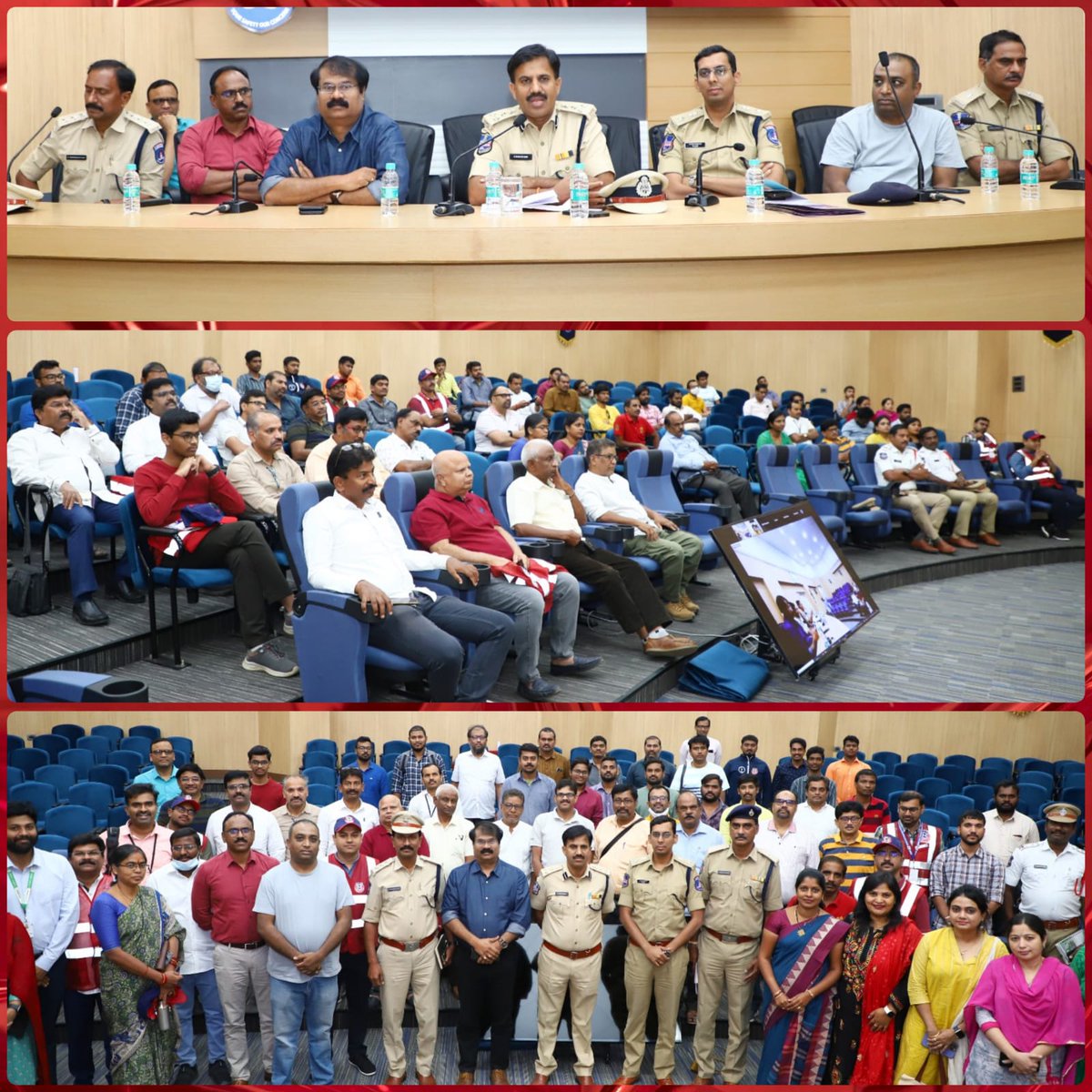 Yesterday 10-02-2023, Jt. CP Traffic, Mr. Narayan Naik, IPS DCP Traffic - 1, Mr. Harshawardhan, IPS, and Mr. Krishna Yedula, Secretary General SCSC interacted with the #Traffic #Volunteers and Traffic Police Officers. @CYBTRAFFIC @GenScsc @SCSC_Cyberabad @cyberabadpolice