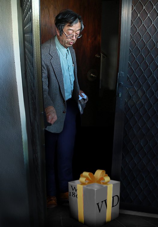 gonk_x's tweet photo. Nakamoto pondering his 1-ton Tungsten cube received for burning his Pepe Checks. Cube courtesy @Vince_Van_Dough https://t.co/yCz7XmbsPe