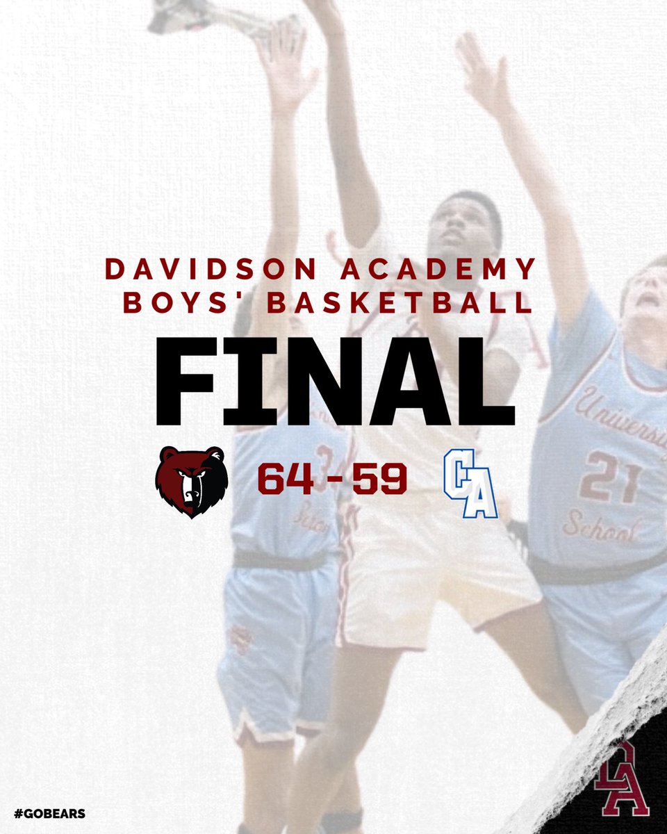 DABoysBB's tweet photo. Bears headed to the district ‘ship Saturday night @ 7 pm after a 64-59 win. 

📊 Leaders:
@Jamison3523 21 pts | 3 reb
@benzo2310 20 pts | 10 reb
@James4avery 10 pts | 4 reb | 2 ast
@ajmcgehee10 7 pts | 5 reb | 5 ast
@Court_Simmons17 6 pts | 6 reb | 5 ast https://t.co/0BKnbJZHJo