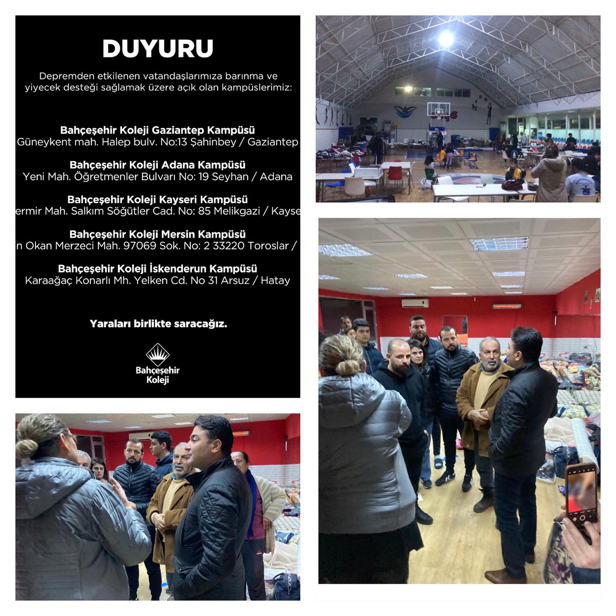 Mersin BK kampüsümüzde barınma ve yiyecek ihtiyaçları karşılanan depremzede vatandaşlarımız İlçe Milli Eğitim Müdürü Oğuzhan Tülücü tarafından ziyaret edildi.
#BirlikteBasaracağız