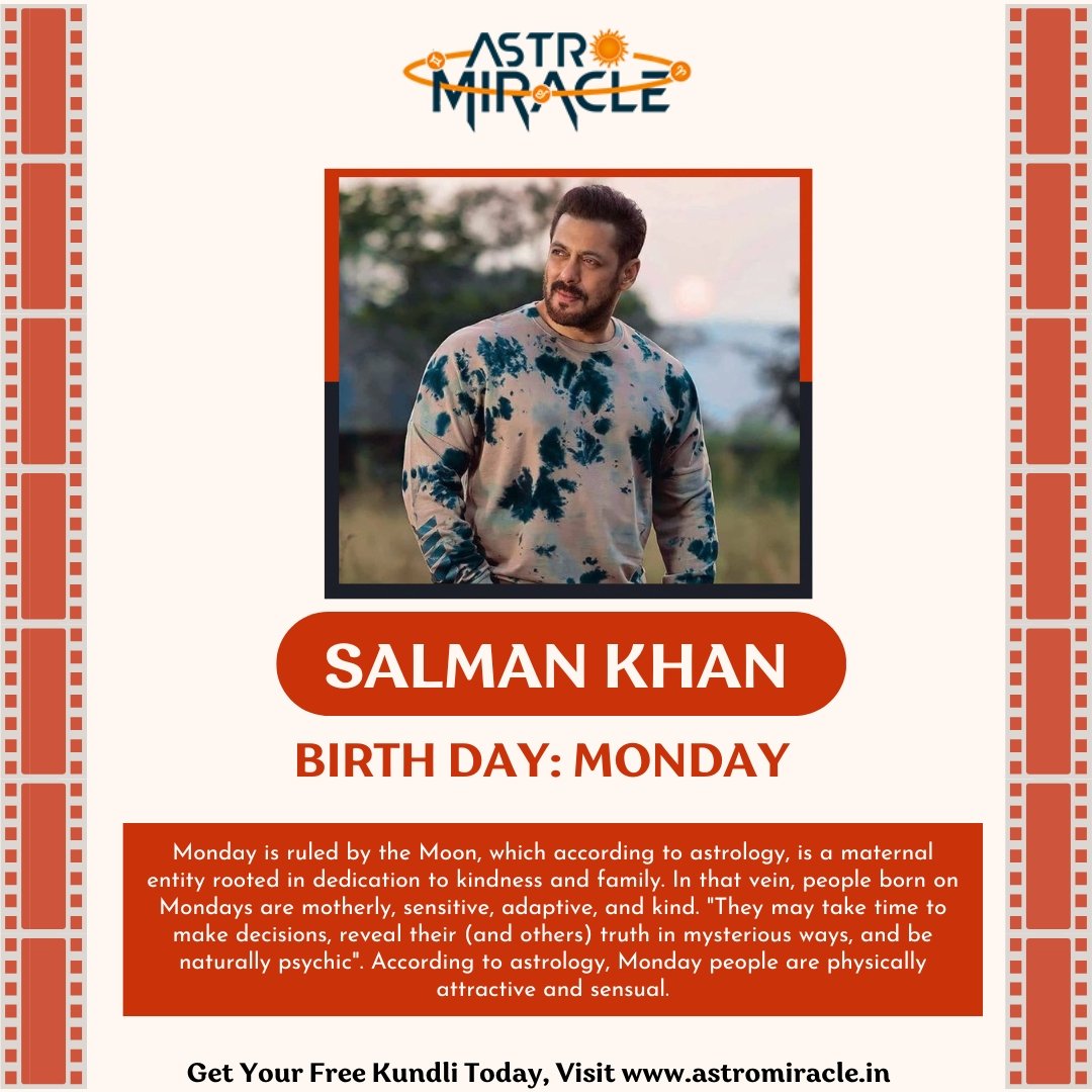 Astromiracle_in's tweet photo. Know Your Celeb
Get Your Free Kundli Today, Visit https://t.co/UrhZ8RJ5oh
#knowyourceleb #SalmanKhan #SalmanKhanfan #Salman #bollywood #salmankhanfilms #bollywoodstars #kundli #astrologysigns #astrologyfacts #miracleshappen #astrologylover #astrologysign #astrologytips https://t.co/WddEMKMNLj