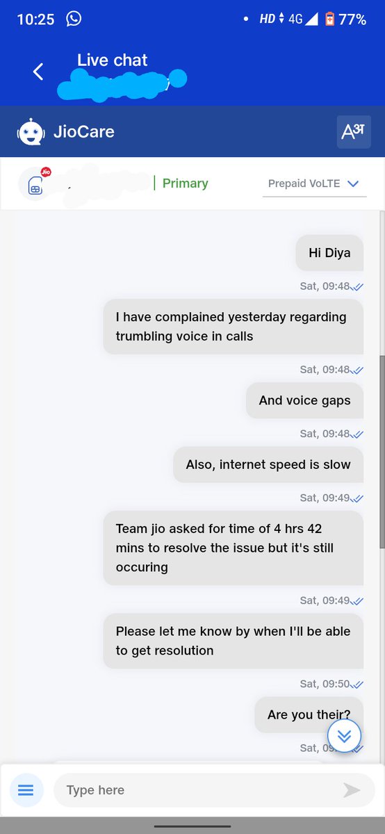 dulcet_06's tweet photo. @reliancejio @JioCare 

I am experiencing worst service from your network and team.

No one is here to answer the issues. https://t.co/N8Eso4dngD