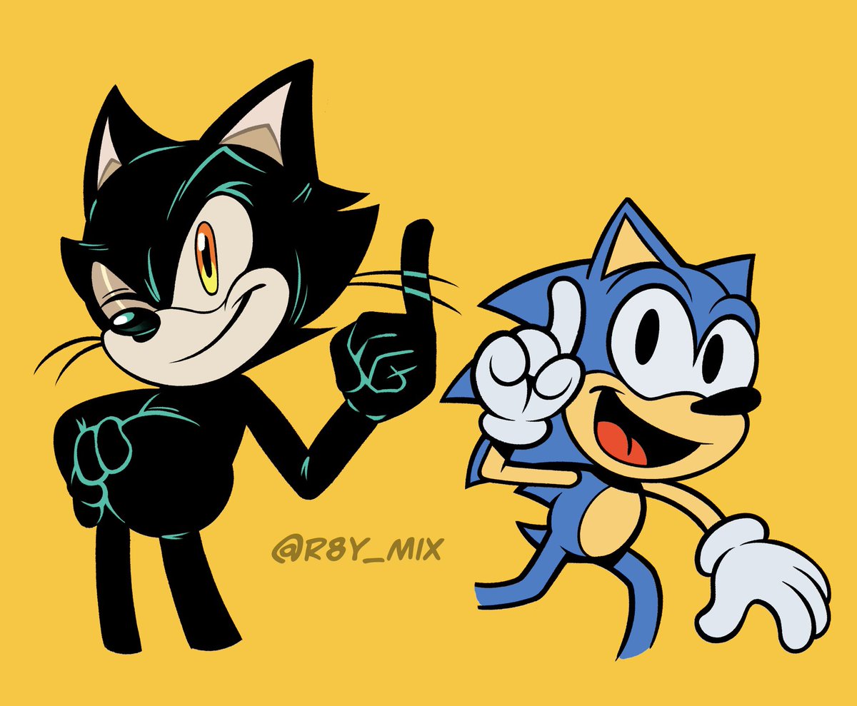 Drew @itsthebeastlyfigure Felix the cat in Sonic's form! Oh and also sonic the hedgehog in Felix's form!
.
#felixthecat #SonicTheHedeghog #digitalart #rubberhosestyle #fanart