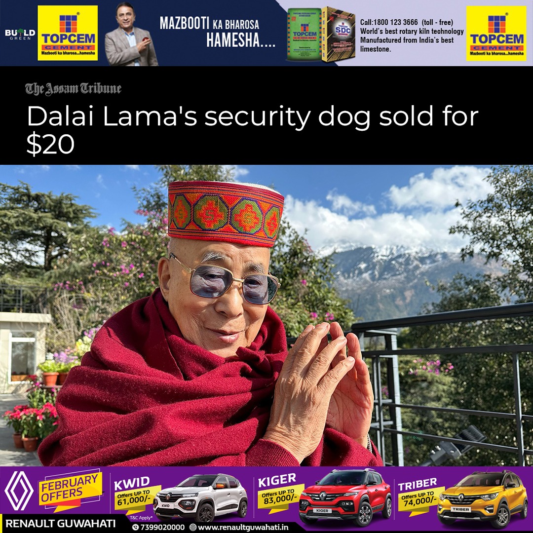 assamtribuneoff's tweet image. Over a decade of loyalty to keep Tibetan spiritual leader the @DalaiLama safe, his security dog was sold for partly Rs 1,550 ($20).

#TheAssamTribune #SecurityDog
Click the link to read more:
assamtribune.com/national/dalai…