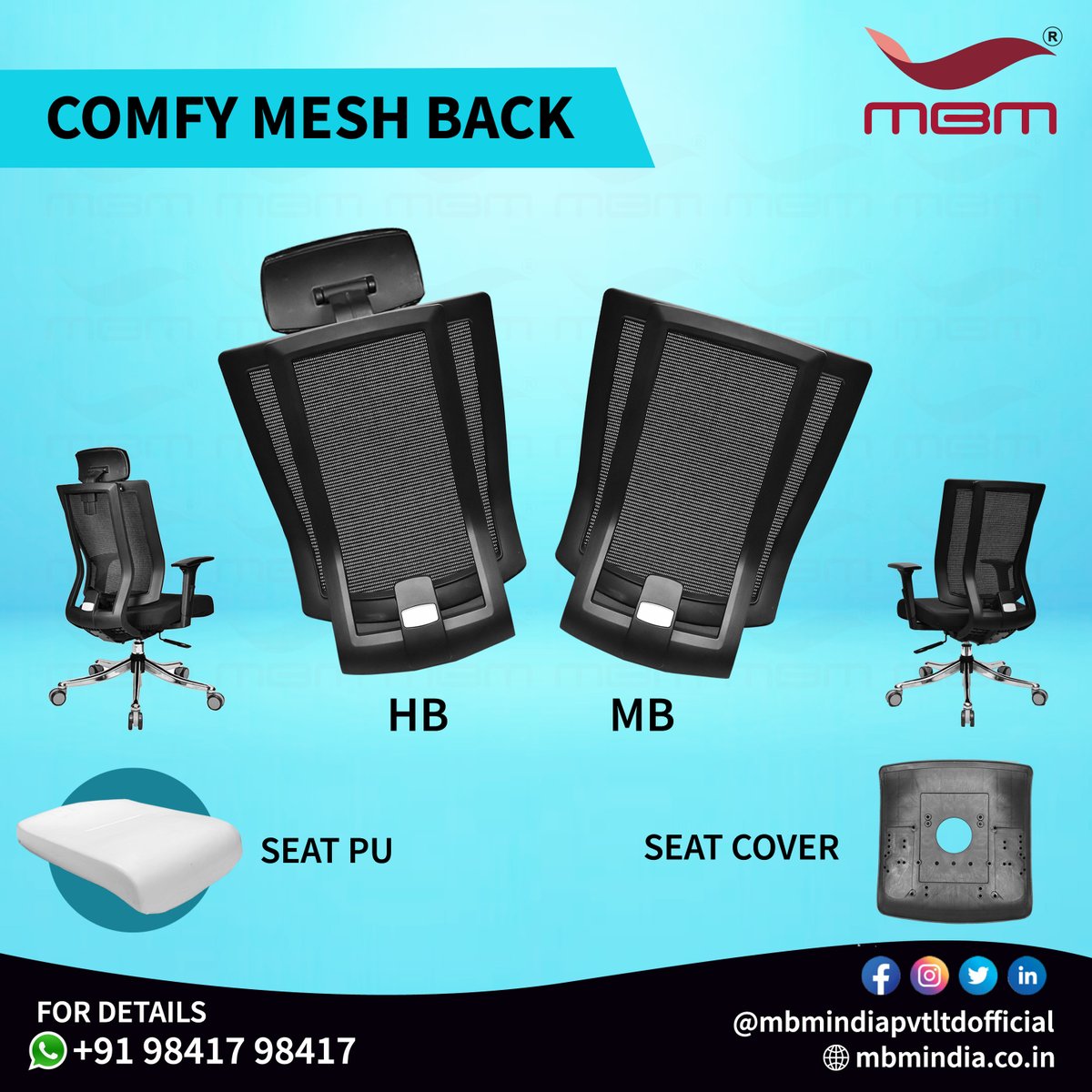 mbmindiapvt2's tweet photo. COMFY MESH BACK..!

For bulk order: +91 98417 98417
Visit https://t.co/p8tFSvJp21
Whatsapp chat: https://t.co/hnejD0V91B

#MBM #MBMCHAIRS #MBMINDIAPVTLTD
#Chairparts #Chairback #Meshback
#Chairbackrest #Chairaccessories
#Revolvingchaircomponent
#Officechairparts https://t.co/My7Ouadirz