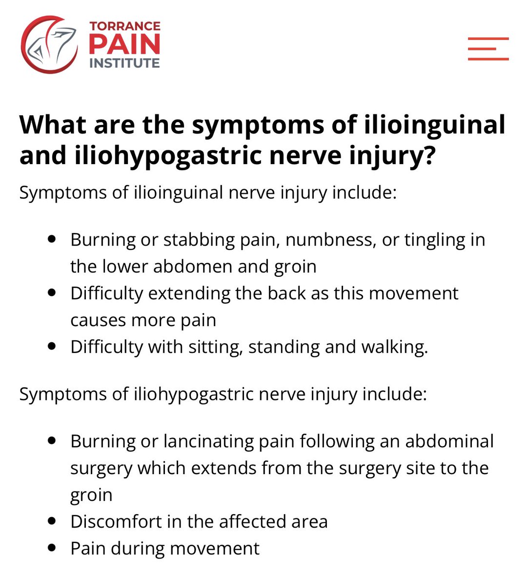 This nerve gives sensation to these areas. The #ilioinguinal nerve communicates with the #iliohypogastric nerve which is responsible for regulating the diaphragm &amp;the areas around it. 

This #nervedamage has been identified as part of my #mesh injuries 
I will not be the only one