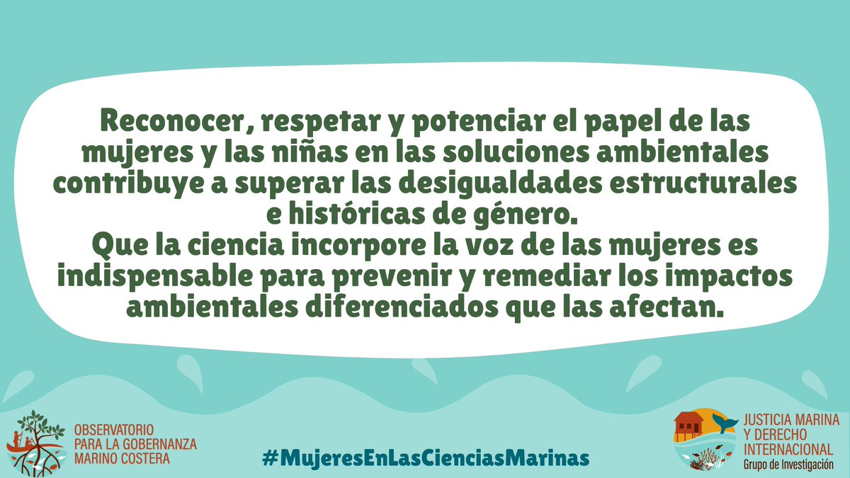 Queremos que el Día de las #MujeresEnLaCiencia y las #NiñasEnLaCiencia sea conmemorativo del papel de la mujer científica, reflexivo sobre la justicia marina y reivindicativo sobre los derechos de las mujeres
#justiciamarina #WomenInScience #GirlsInScience  #mujeres #11Febrero