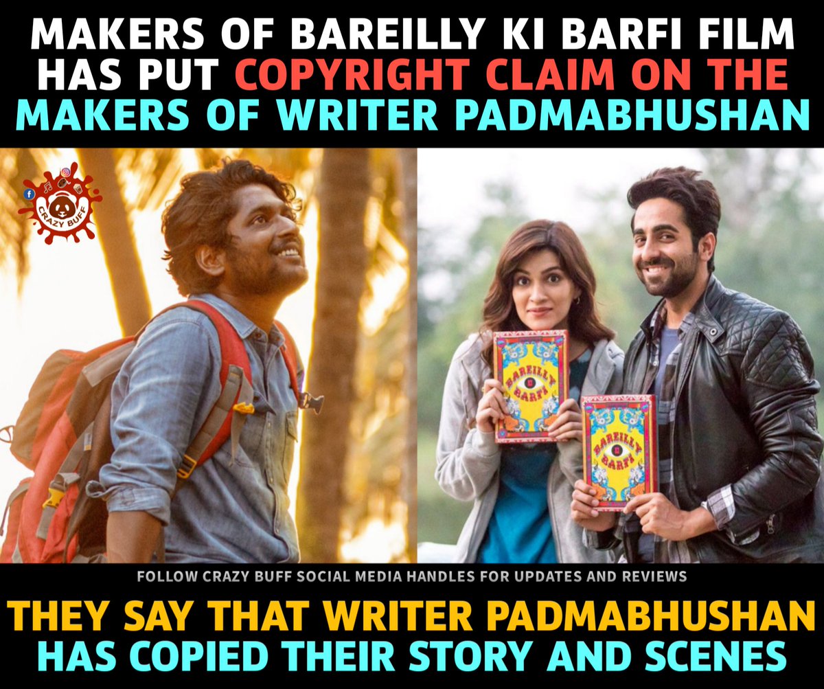 Is #WriterPadmabhushan copied from #BareillyKiBarfi?

#Suhas #TinaShilparaj #KritiSanon #AyushmannKhurrana #Rajkumar