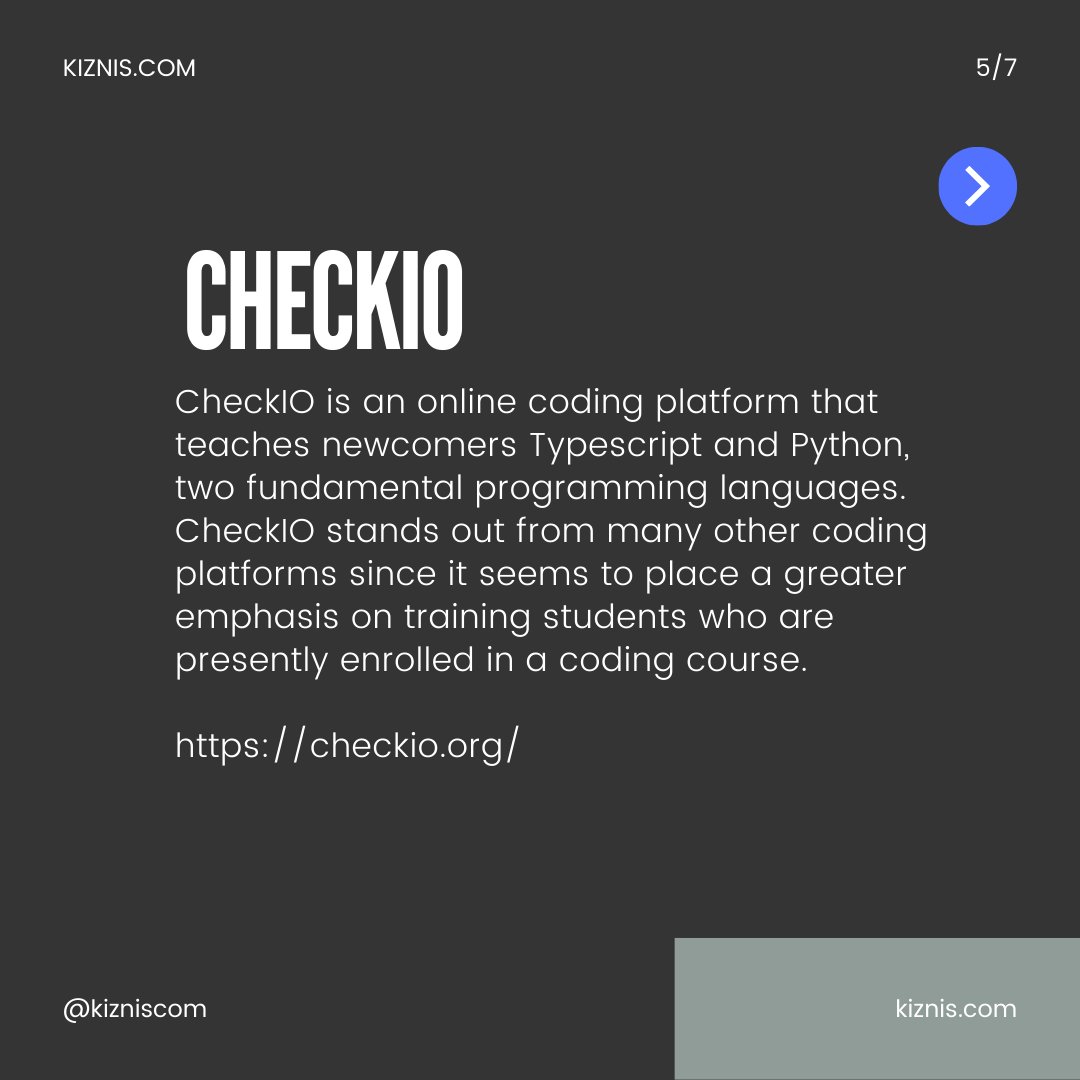 kizniscom's tweet image. #CheckIO➡️ checkio.org