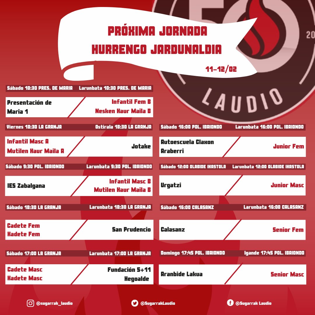 Próxima jornada de febrero 🏀

Otsaileko hurrengo jardunaldia 🏀