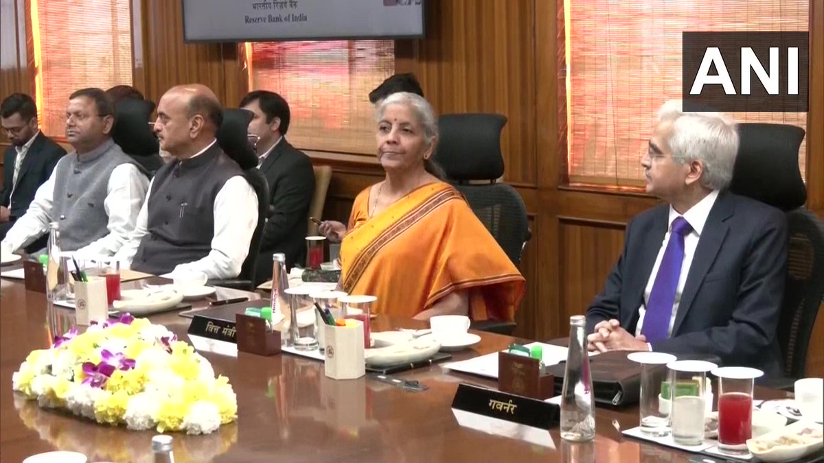 Delhi | Union Finance Minister Nirmala Sitharaman attends the Central Board of D…