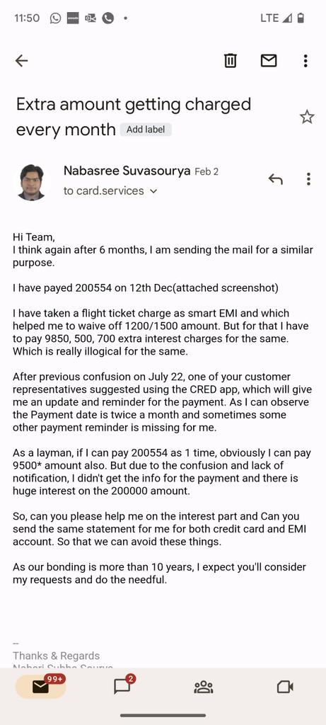 Nabasri's tweet photo. @StanChart After 10 years of bonding seems I am getting cheated and getting incurred irrelevant charges. Is it how popular @StanChart work?
#StanChart more then 9000 plus interest charges
Following up since February 2 over mails and spoken over the phone 6 times. No response yet. https://t.co/8OntvalHtD