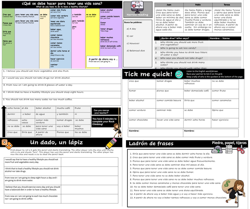 TxellTxell77's tweet photo. New "Contified" resource for the topic of health-KS3 ¿Qué se debe hacer para tener una vida sana? Goes well with Viva 3 - Module 3 (¡Muévete!) #MFL #mfltwitterati #EPI #Spanish https://t.co/kh9w8zGE24
