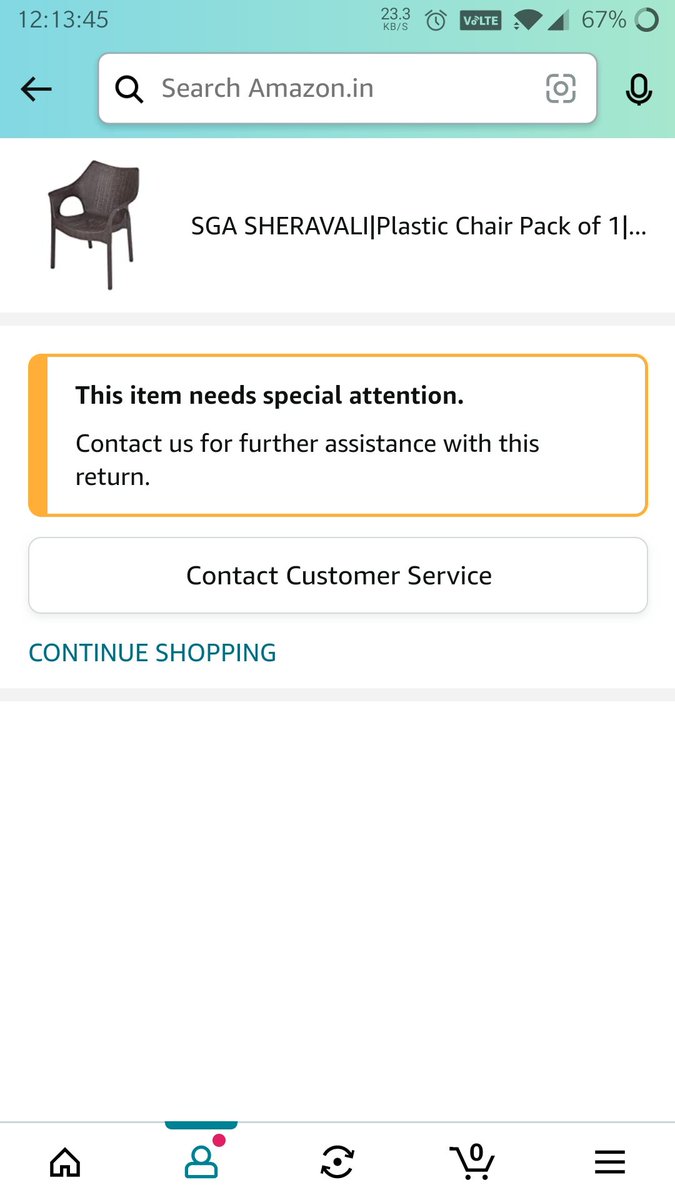 bapnasi's tweet photo. @amazonIN Unable to return a parcel delivered today. PFA the SS. 

Help here! https://t.co/QBPeq8Duos