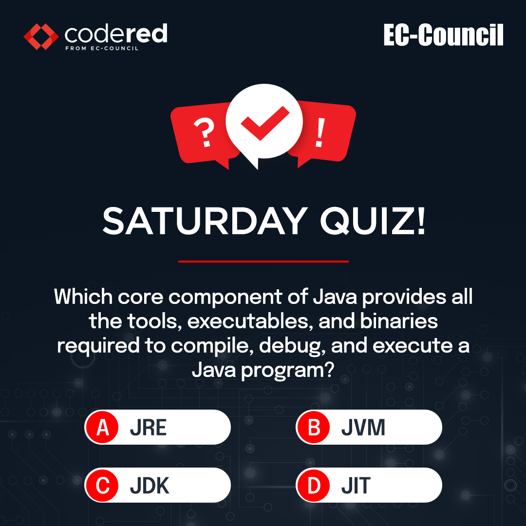 Learn Java concepts in a fun way 🤩! 

Share your answer in the comments 👇🏻.

#codered #eccouncil #cybersecurityquiz #javaquiz #java #javaprogramming #javabasics #javalearning #javacoding #javaprogramming #javaprogrammer #javascript #saturdayquiz #programminglife #coder