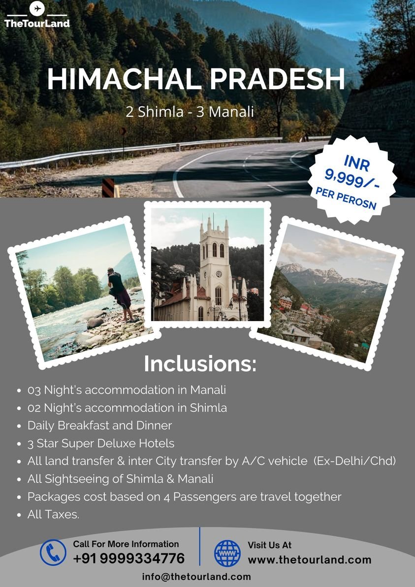 Book Himachal Tour Packages, India 
Per Person in INR 9,999/- 
Follow & Like The Tour Land
#thetourland #himachaltravelexpert #dubaitravelexpert  #TTL #ttlholidays   #ataltunnel #manali #himachalpradesh #shimla #honeymoondestination #manalihoneymoon #sisu #kullumanali #kullu