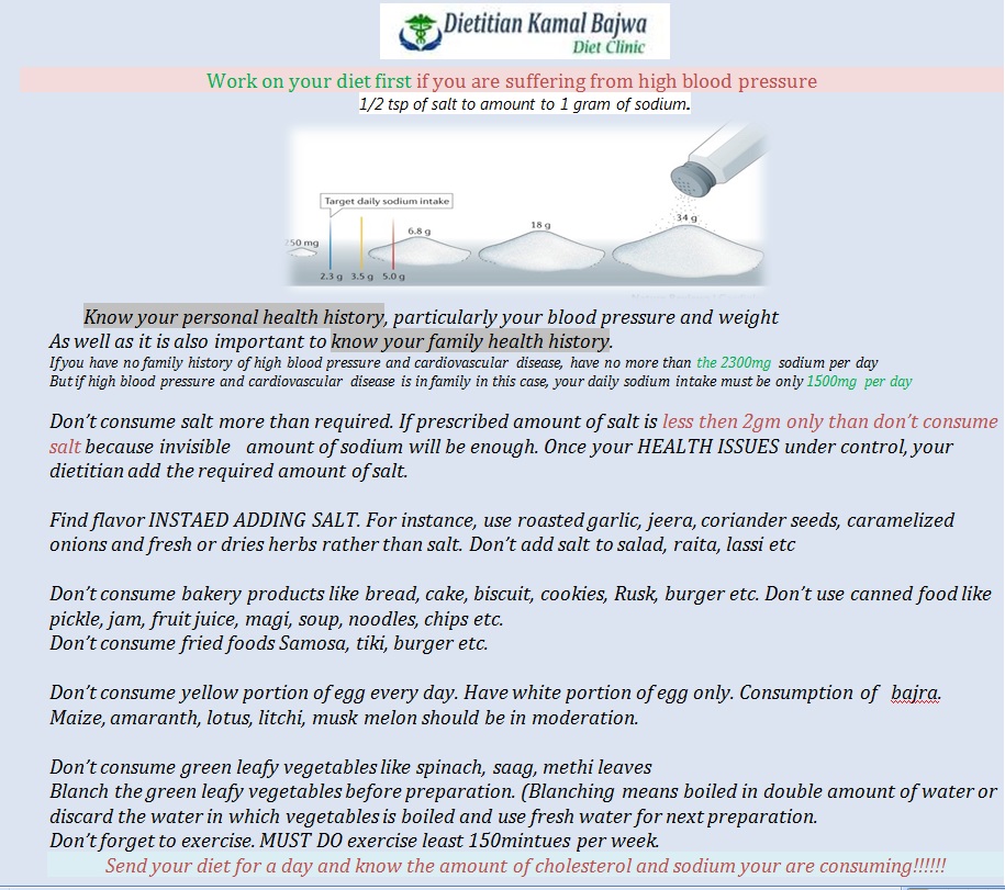 If you are suffering from high Blood pressure  you should know the amount and  type of salt you need in a day . Controlling sodium and cholesterol containing food can remarkably control your high  blood pressure and high lipid profile  !
#hypertension  
#diabetes  
#renaldiet