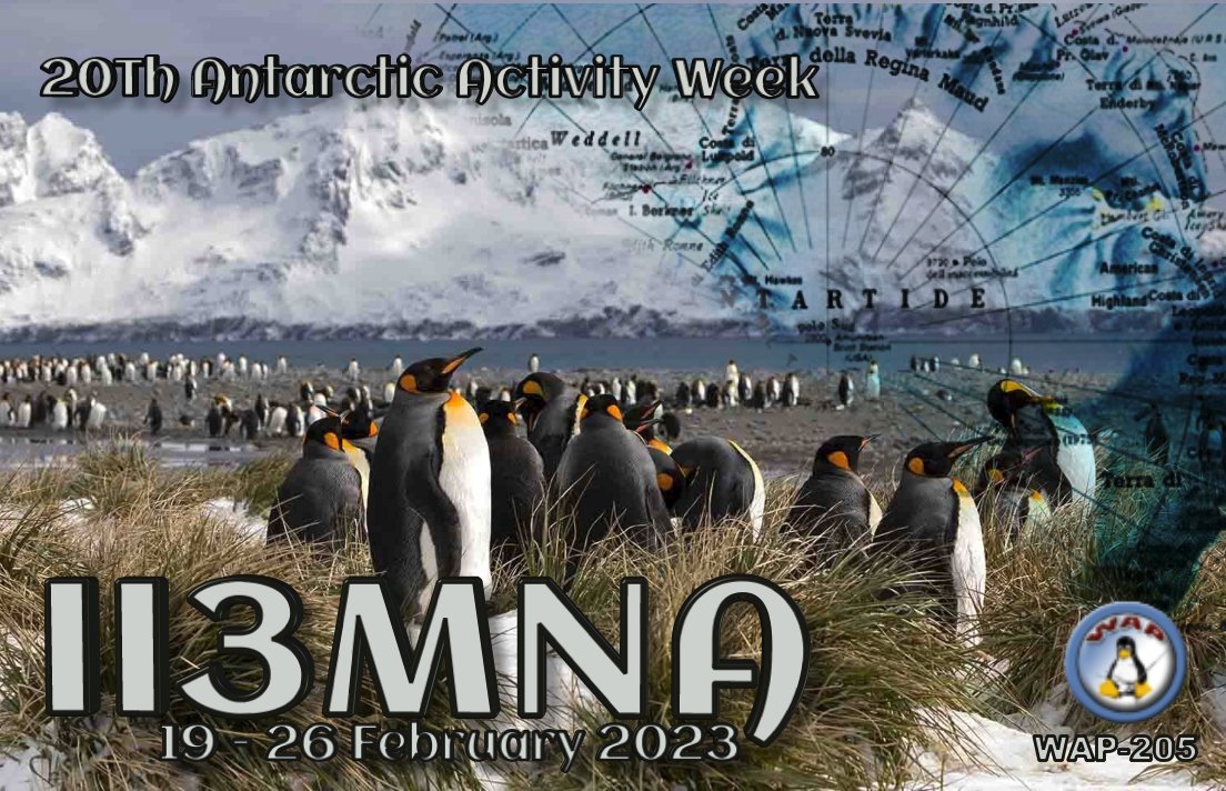 IQ3TS's tweet photo. II3MNA settimana ANTARTICA
Dal 19 al 26 febbraio 2023 parteciperemo con il call II3MNA in HF al «20th Antarctic Activity Week» in tutti i modi (CW, SSB, e modi digitali con la referenza WAP 205.
QSL info e altro su https://t.co/e4xJLO2jjQ https://t.co/QcqDqn3EZ5