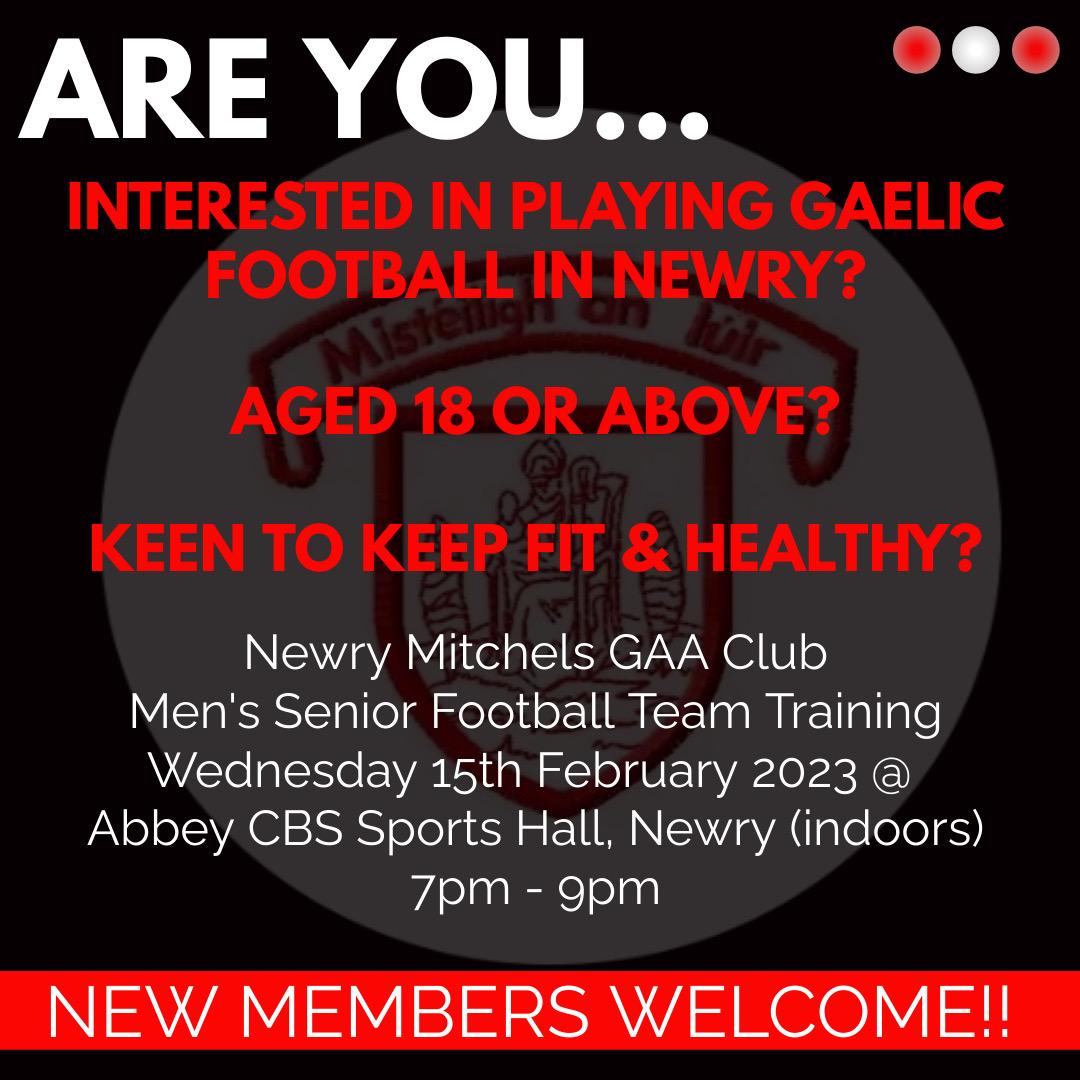 MitchelsNewry's tweet photo. Please come along to our Gaelic football training this Wednesday 7pm @ the Abbey Grammar School. The club needs your help this year. Please get in touch if you are interested and have any questions. We are also needing help off the field to keep the club running. https://t.co/m3UnlwYU02