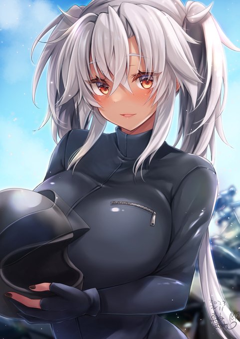 skebリクエストでライダースーツな武蔵しゃん描かせて頂きましたー!('ω')ノ 