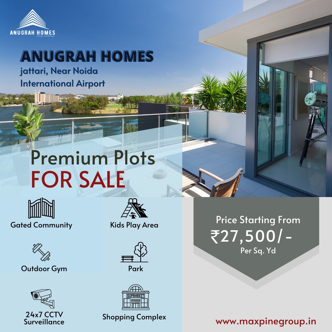 maxpinegroup's tweet photo. Maxpine Group Presents
"Anugrah Homes" Premium Plots near Noida International Airport.
✔ Gated Community
✔Park
✔Outdoor Gym
✔Kids Play Area
✔Shopping Complex
✔24X7 CCTV Surveillance
#maxpinegroup #anugrahhomes #Plots #YamunaExpressway #Realestate #PremiumPlots #realtors https://t.co/OqUy3gXaZw