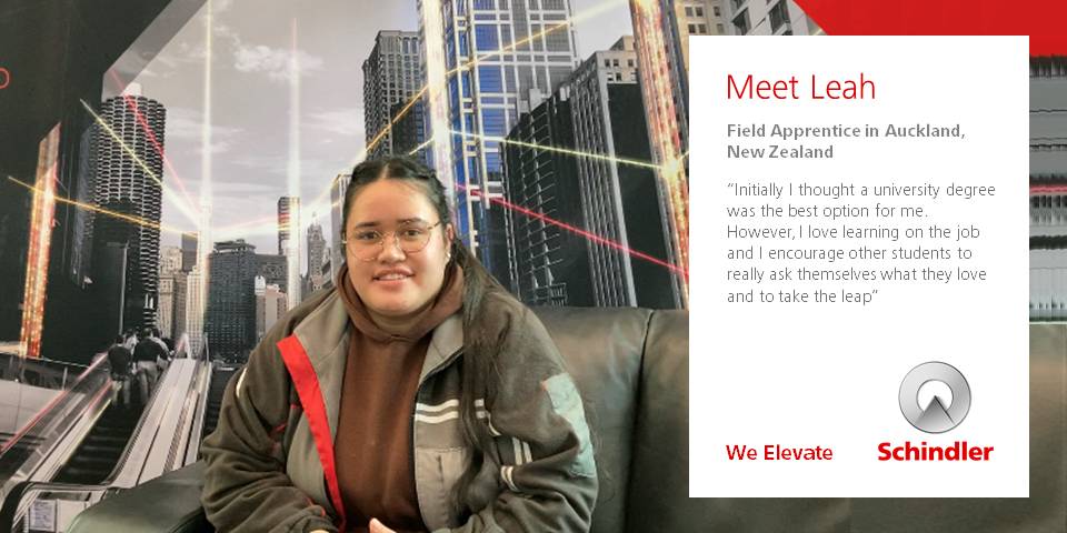 schindlergroup's tweet photo. On the UN's #IDWGSTEM, we're shining a light on our talented female colleagues making a difference in #STEM.
Meet Leah, Field Apprentice in Auckland, New Zealand. Get inspired by her advice for students interested in pursuing an Operations career.
#WomenInSTEM #TeamSchindler https://t.co/MG3fnncbmb