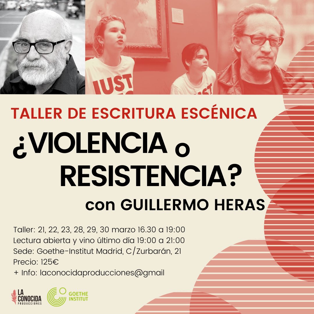 Taller de escritura en marzo con Guillermo Heras en <a href="/GIMadrid/">Goethe-Institut MAD</a> 👇🏽