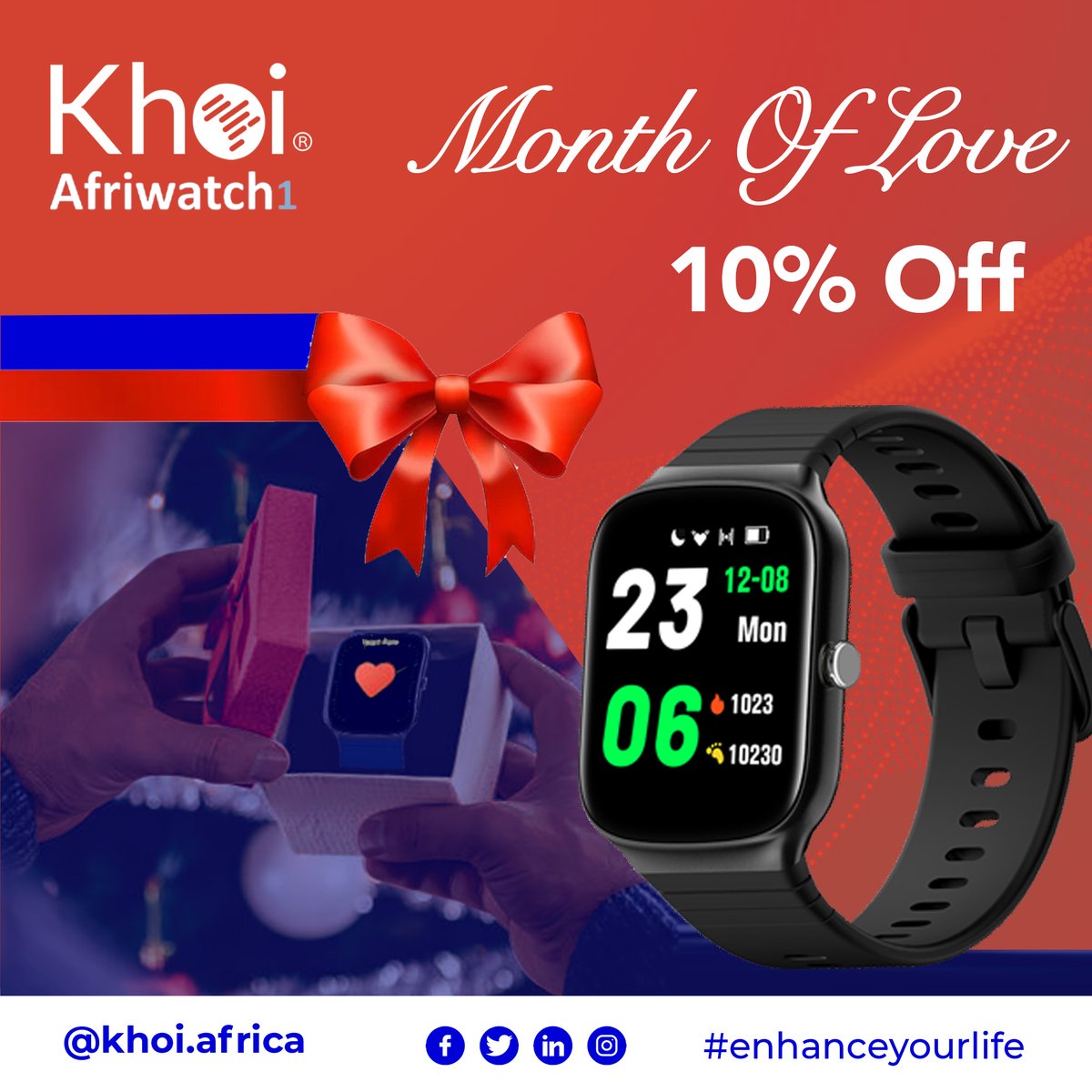 KhoiAfrica's tweet photo. #watch your #love language reach healthy heights with Khoi Afriwatch1 #health &amp; #fitness #smartwatch this #MonthOfLove 💖
Get 10% discount when purchasing your Khoi Afriwatch1 ⌚️safely on our #onlinestore @ https://t.co/sj0W7B2zhH 
#EnhanceYourLife https://t.co/yvuFlgFinD