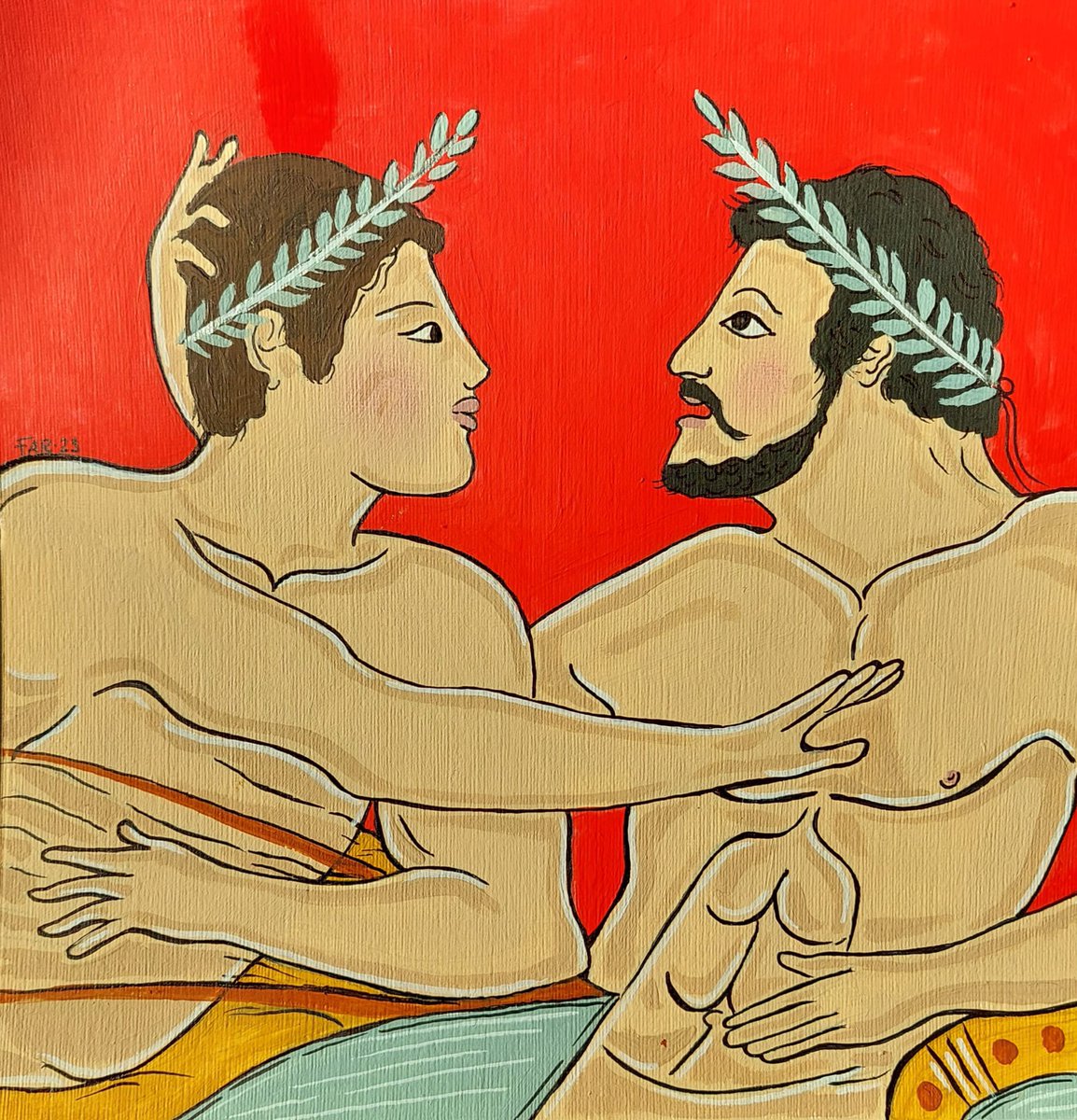 artfarboys's tweet photo. Ref. 217
"Griegos, romanos, son todos humanos"
19x19cm 
Acrílico sobre papel de lienzo. 

Precio: 50€
.
Obra disponible en @far_ilustraciones y @far_artegay 
. https://t.co/erzKV5W0gV