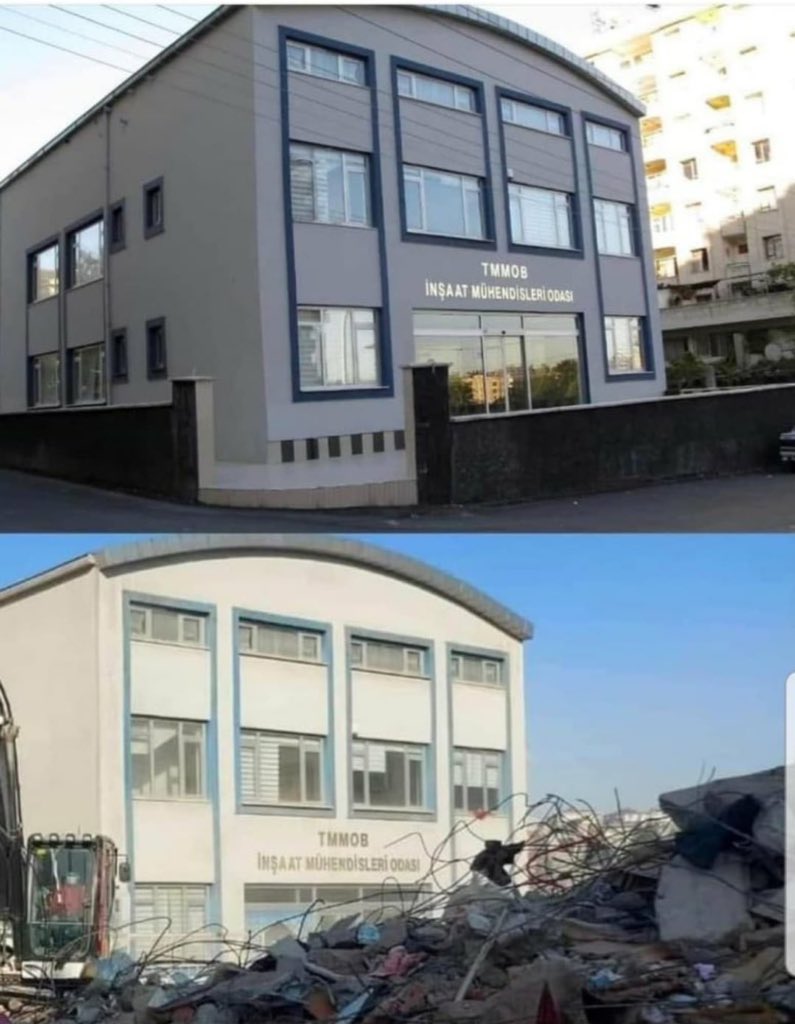 stem_feed's tweet photo. The only building in the neighborhood that has not been collapsed is the Chamber of Civil Engineers building. https://t.co/WRFMkuqGxT