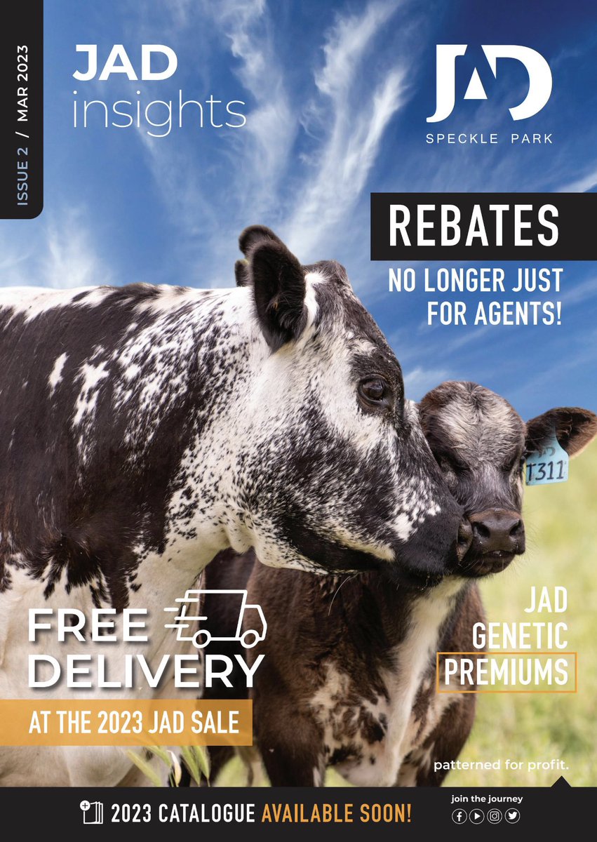 JADspecklepark's tweet photo. Pleased to have launched our 16-page newsletter today, ahead of our 5th on-property sale on March 31. Check it out here: https://t.co/TZAznVo13E #specklepark #JADspecklepark #agchatoz #studcattle #beefcattle https://t.co/o9DKg4lqQR