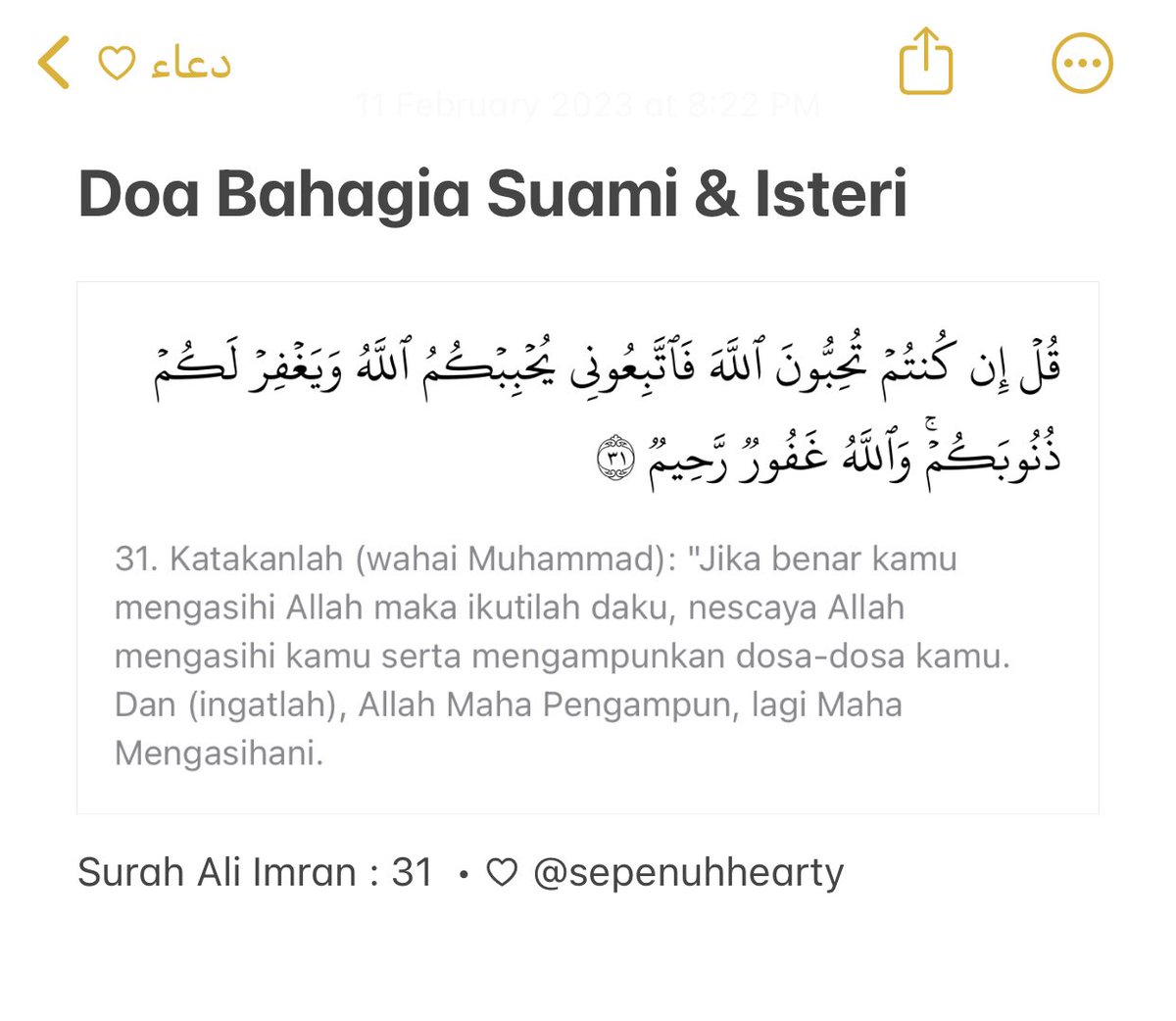 sepenuhearty's tweet photo. Doa ni dari awal perkahwinan sampai dah ada anak baca dan amalkan selepas solat. 🪞 https://t.co/9Gywg0EdGb