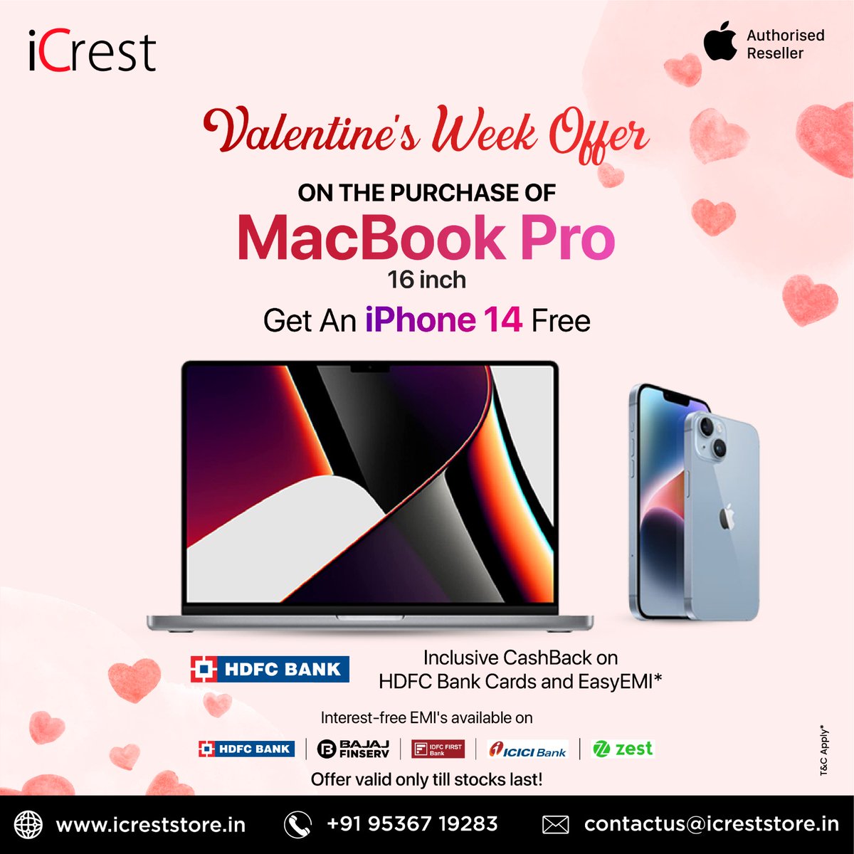 icrestofficials's tweet photo. Hola People, @icrestofficials is back with another valentines offers!

t&amp;c apply*
#MacBookPro #iPhone14 #iPhone14Pro #Twitter https://t.co/Uf3buW07xU