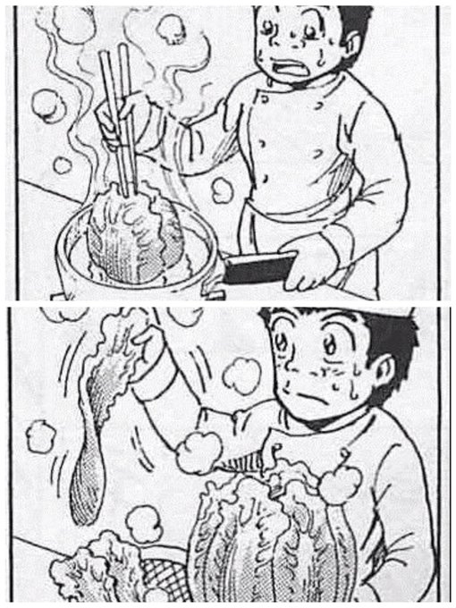 dアニメストアで『トリコ』のグルメカジノ編を見たんだけど原作で小松がメテオガーリックの調理方法を模索してる時に白菜みたいのを乗せてるシーンがあって原作では何をしてるのか説明がなかったけどアニメだと『チーズ白菜』の分解作用で皮を柔らかくしてるって描写があってようやく意味がわかった 