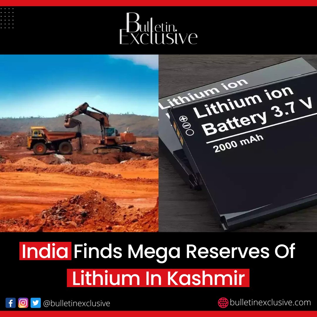 BulletinExclus1's tweet photo. India has discovered huge reserves of lithium metal in Reasi district of Jammu and Kashmir. The Jammu and Kashmir is a disputed region between Pakistan and India. 
Read More: https://t.co/jXlI6UcfuO
#PSLAnthem #RestInPeace #Rangers #CaptainSafdar #RestInPeace #Bajwa #KarachiKings https://t.co/zsPzbKO7l3