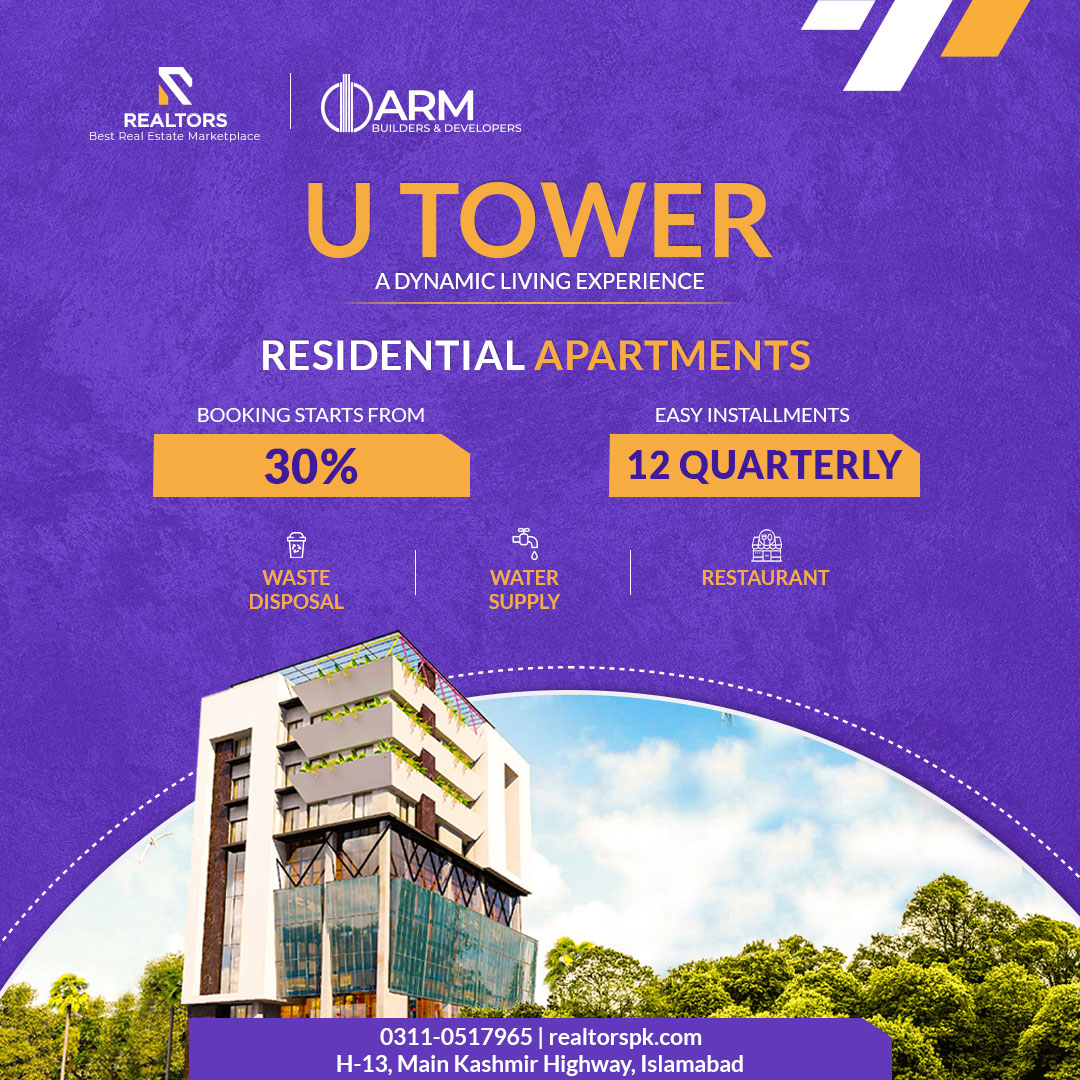 realtorspk_com's tweet photo. https://t.co/2m8f8P8sdE features U Tower. A magnificent #project that highlights the splendor of #Islamabad with sleek residential and commercial units
🌐https://t.co/94CsF8Q3Kn
#therealtorspk #realtors #realestate #apartmentsforsale #shopsforsale #investment #utower #armbuilders https://t.co/bavqnT7Ibc
