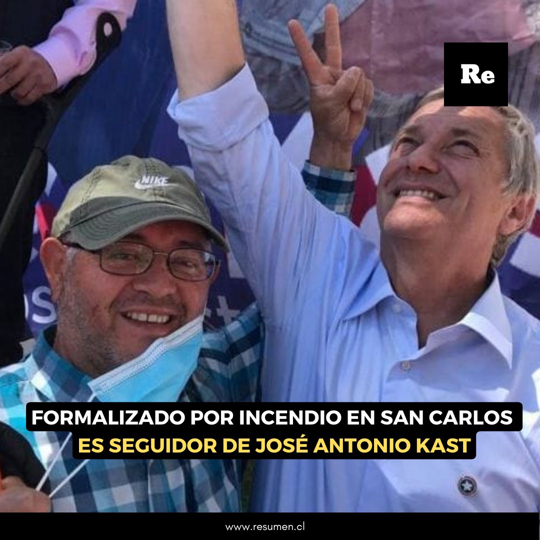 rsumen's tweet photo. Waldo Mora Rosales habría provocado el incendio en un terreno de su propiedad, en la comuna de San Carlos, región de Ñuble, siendo denunciado por la comunidad aledaña a este. Su adhesión al excandidato presidencial José Antonio Kast sería conocida https://t.co/pIaqREgM8G https://t.co/8pHCb4zdD2