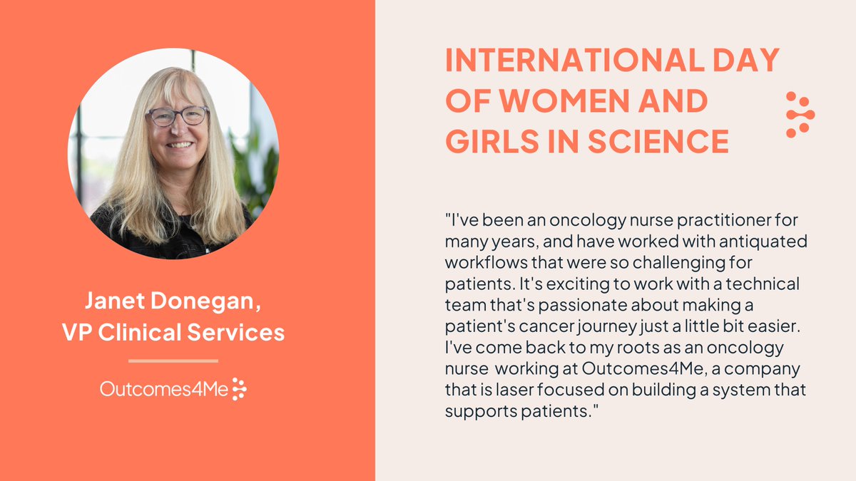 outcomes4me's tweet photo. For International Day of Women &amp; Girls in Science, we highlight a few of the women applying their #STEM backgrounds to mission-driven work at Outcomes4Me. Read below about how personally meaningful this work is for each of them. https://t.co/vbWkcB3HCE