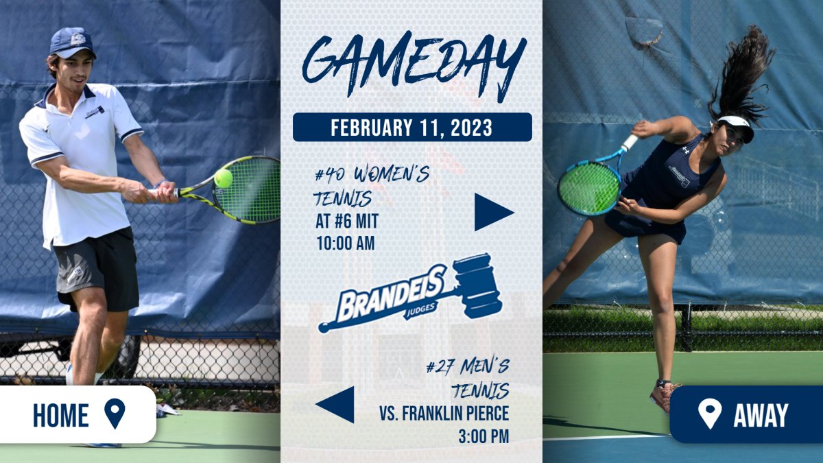 BrandeisJudges's tweet photo. .@JudgesTennis gets underway at 10 as well, with Bhakti Parwani and the #40 women at MIT, while Simon Kauppila and the #27 men meet D2 Franklin Pierce at 3 in the lone home match! #RollDeis

Visit https://t.co/ECCiXdLzC9 for video and Stats links https://t.co/fphP8XOsPU