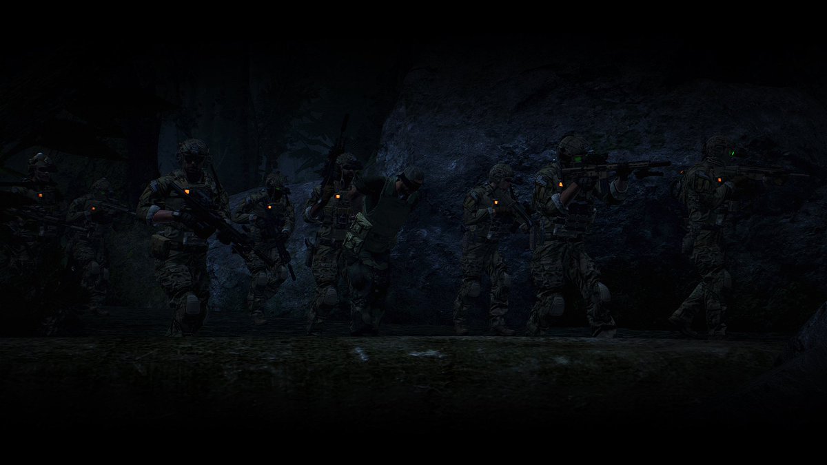 GreenReapersA3's tweet photo. Razor 1-2 lurk through the jungle, fresh off the success of a HVT capture mission. However, not yet out of the AO. Danger still seeks them out.
||2/75th Rangers A Coy. 1st Plt.|| #Arma3 https://t.co/4x4zEKGeI1