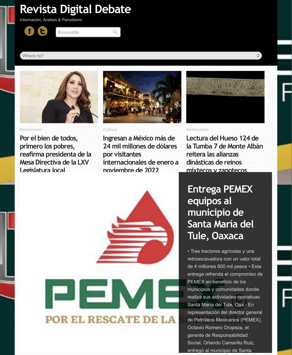 glygo47's tweet photo. #Portada #Digital de hoy https://t.co/bxXGKAzkQb @Pemex @SENER_mx @rocionahle @debate_revista @rddsports @Consultoralia1 @alcance_derecho @CanelaDouce @MezcalGregorio #Oaxaca #Mexico #ElTule https://t.co/cHa91FsudP