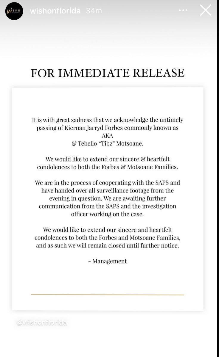 WinnyMinaj's tweet photo. Wish on Florida has issued a public statement #akaworldwide #RIPAKA #RIPTibz #CCTV #forbes 💔🕊️ https://t.co/WWZIWkAg1a