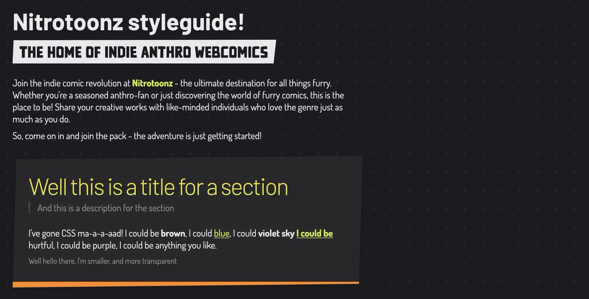 Hello world! :P
I'm starting with the front-end, graphics, getting everything in shape...
I'm aiming for something wacky but clean, retro comic-ish style (duh!), here's a smol snippet
#webdevelopment #furry #anthro #webcomics