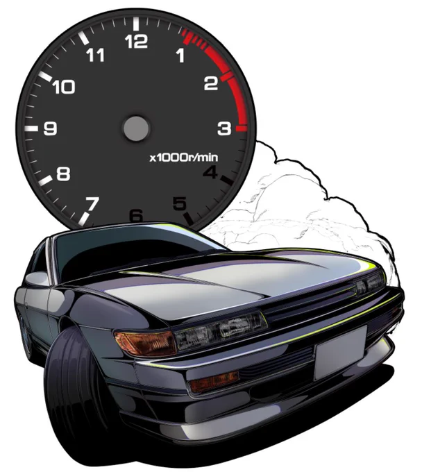 メーター部分はまだ描いていませんが、S13(角目タイプのみ)もR34の時計と同時発売の予定となっています。3月末ぐらいの販売を予定しています。 