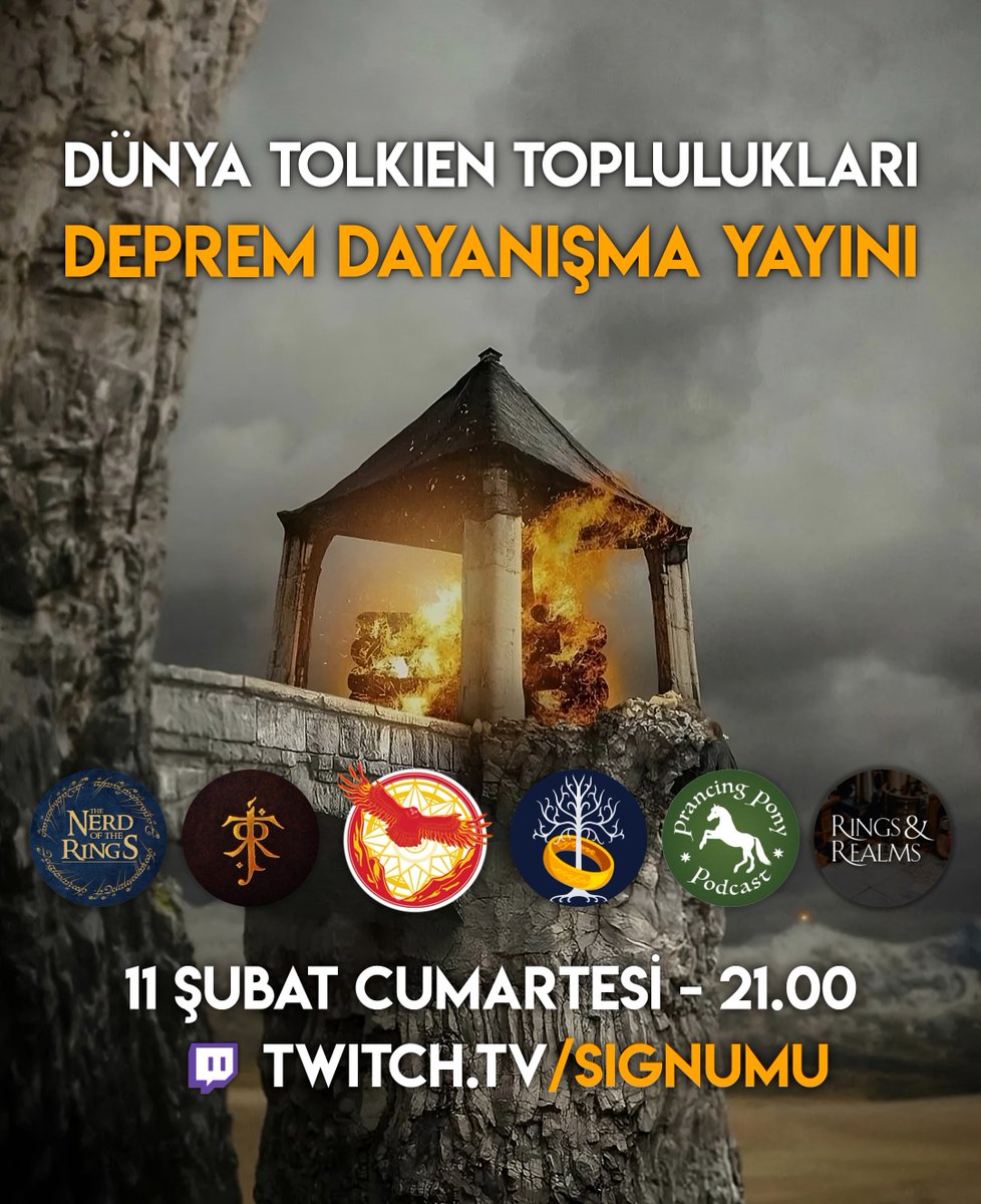 Minas Tirith'in işaret kulelerini yaktık, çağrımız karşılık buldu.

Dünyanın dört bir yanından Orta Dünya toplulukları olarak Türkiye'deki depremzedelere yardım için bir araya geliyoruz. Bağışlar doğrudan <a href="/ahbap/">Ahbap</a> için toplanacak.

21.00'de <a href="/SignumU/">Signum University</a> Twitch kanalında görüşmek üzere.