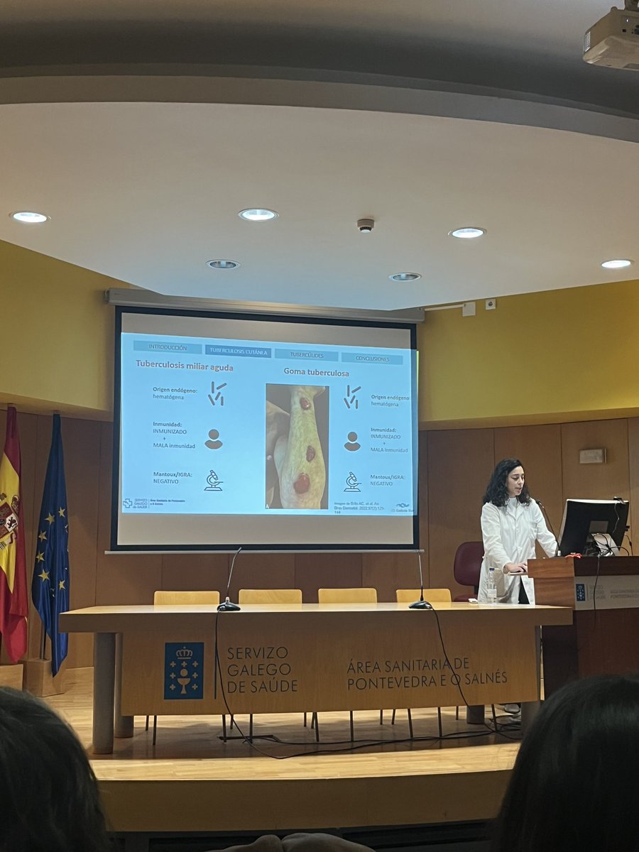 Esta semana la sesión general del hospital ha corrido a cargo de nuestro servicio. La Dra. Martínez ha hecho una excelente revisión de las manifestaciones cutáneas de la tuberculosis 🫁🦠