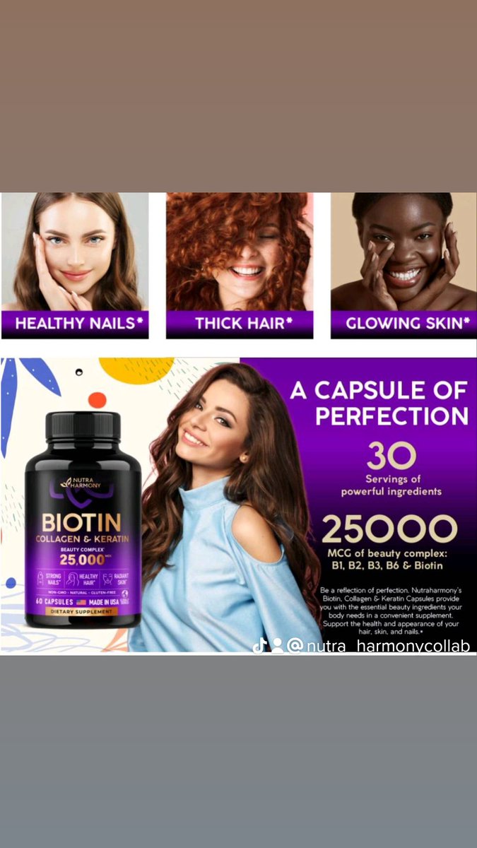 nh_collab's tweet image. Hair Skin &amp;amp; Nails Vitamins -These biotin capsules were designed to give you what your body needs.Each capsule includes Biotin and Keratin to promote thicker hair and improve its appearance,as well as Collagen to stimulate glowing skin and healthy nails. 
#biotincollagen #hairtips
