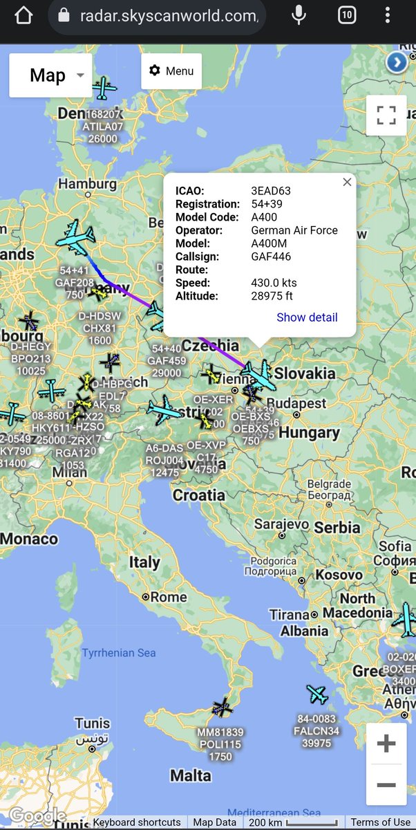 scan_sky's tweet photo. Another Wave Of German Support For #Turkey 🇹🇷?

2 x German Air Force 🇩🇪 - Airbus A400Ms Out Of Wunstorf Air Base 🇩🇪 &amp; Routing South East.

54+39 - #GAF446
54+40 - #GAF459 https://t.co/XnD8e2EsLV