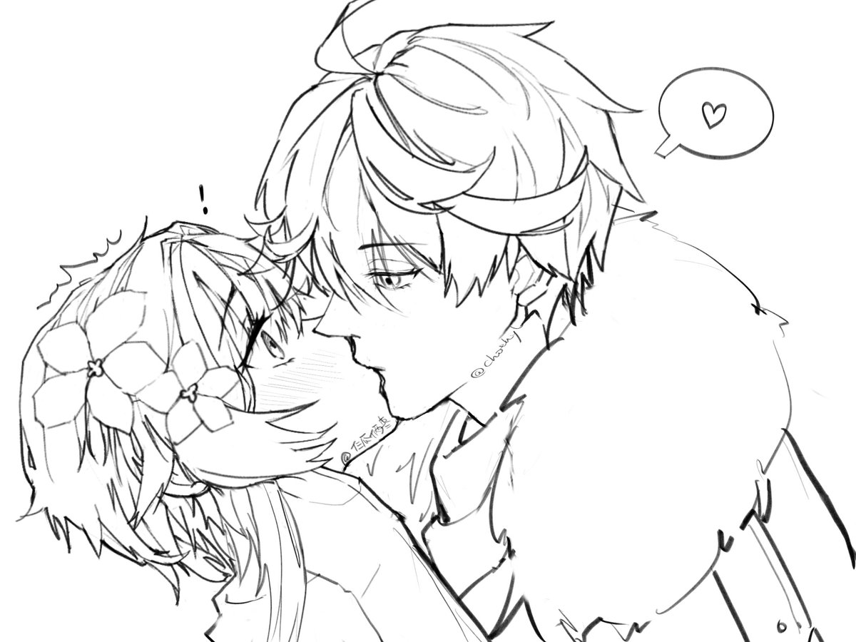 chothyl's tweet photo. Kiss ✨
（sorry I forgot the earring）
#GenshinImapct #chilumi #タル蛍 #达荧 https://t.co/Aqu32zG2ye