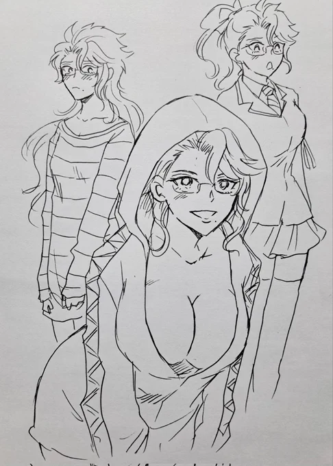 🐙♀️ちゃん落書き
振り幅が広いので、巨乳でもちっぱい痩せ気味でも、むっちりでも何でもいい……🐙氏が可愛ければ 